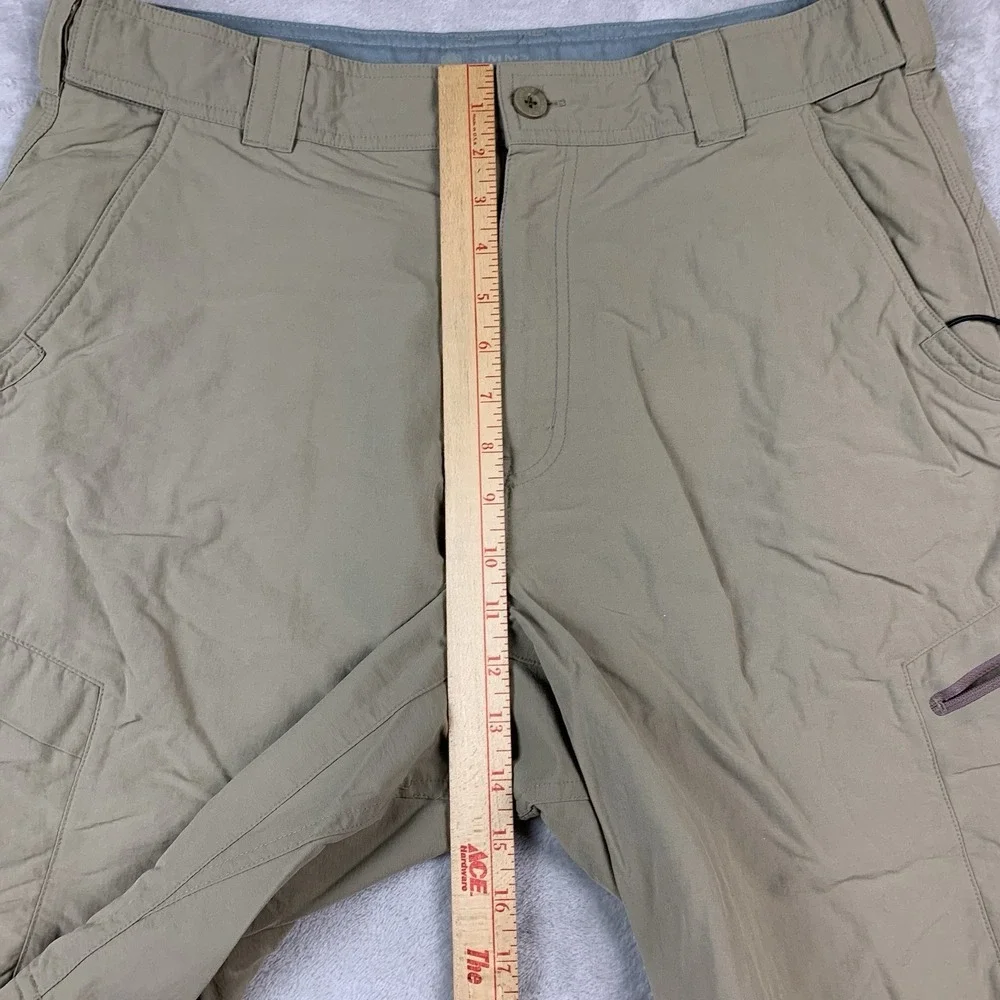 Simms Fishing Shorts Large Khaki Lightweight Flex Waist Outdoor Busted Zippers*